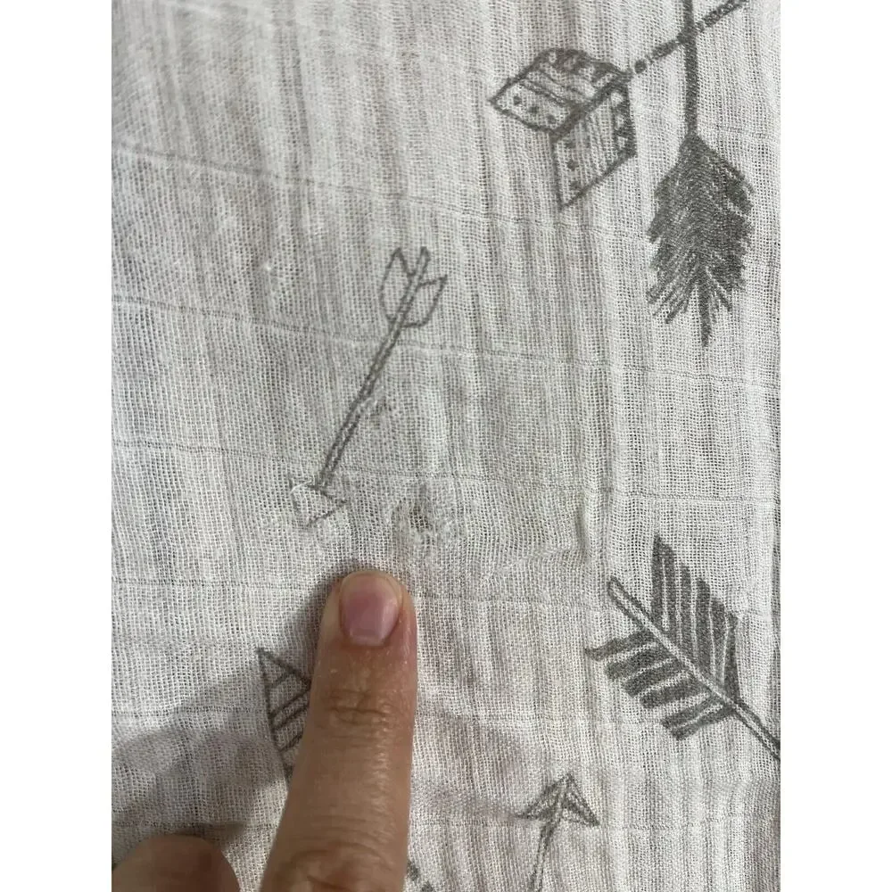 Tippy & Toes White Arrow Print Muslin Swaddle Baby Blanket Bamboo Cotton